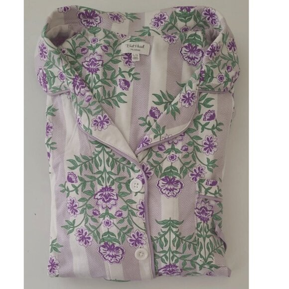 Bed Head Women’s White & Purple Floral Pyjama Set: 2 Piece / Size L - Picture 1 of 3